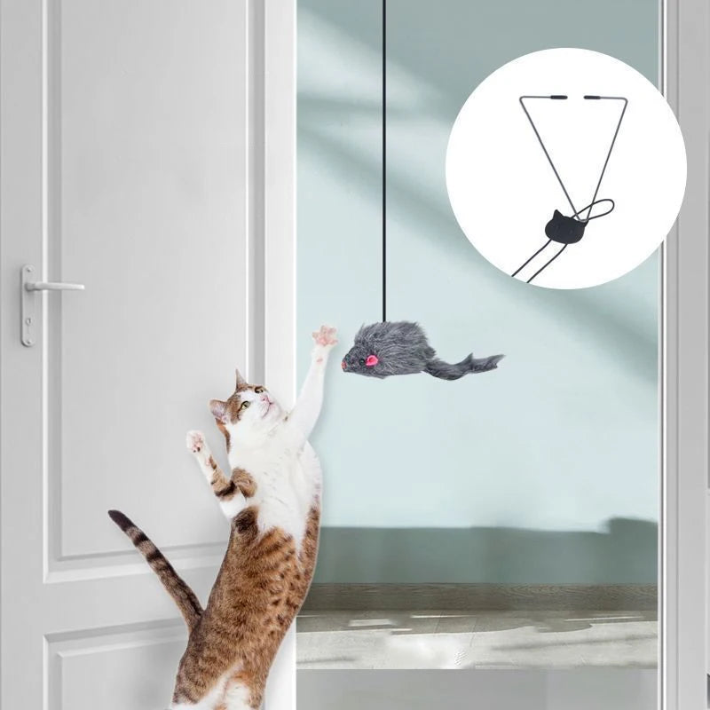 Cat Door Swing Toy: Elastic Mouse for Jumping & Relief