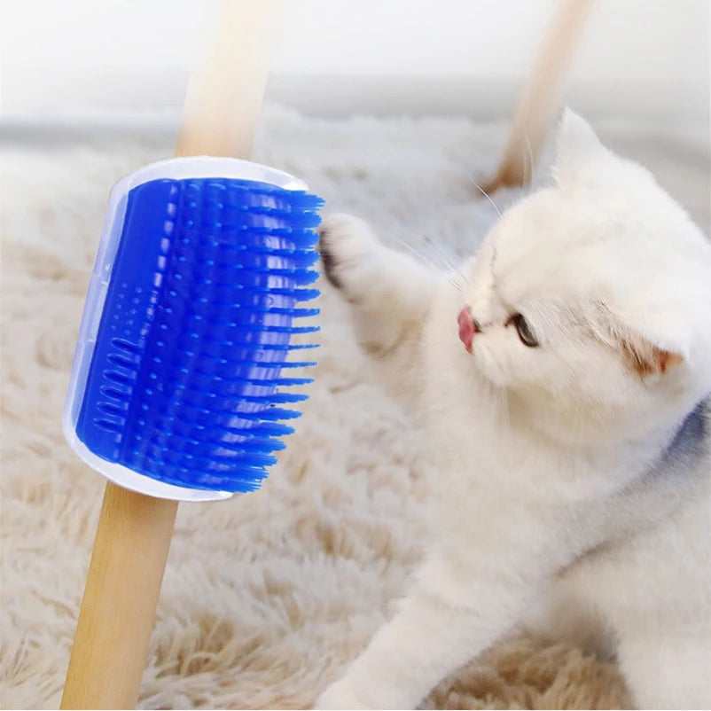 Cat Scratching Brush: Corner Massager for Happy, Groomed Cats