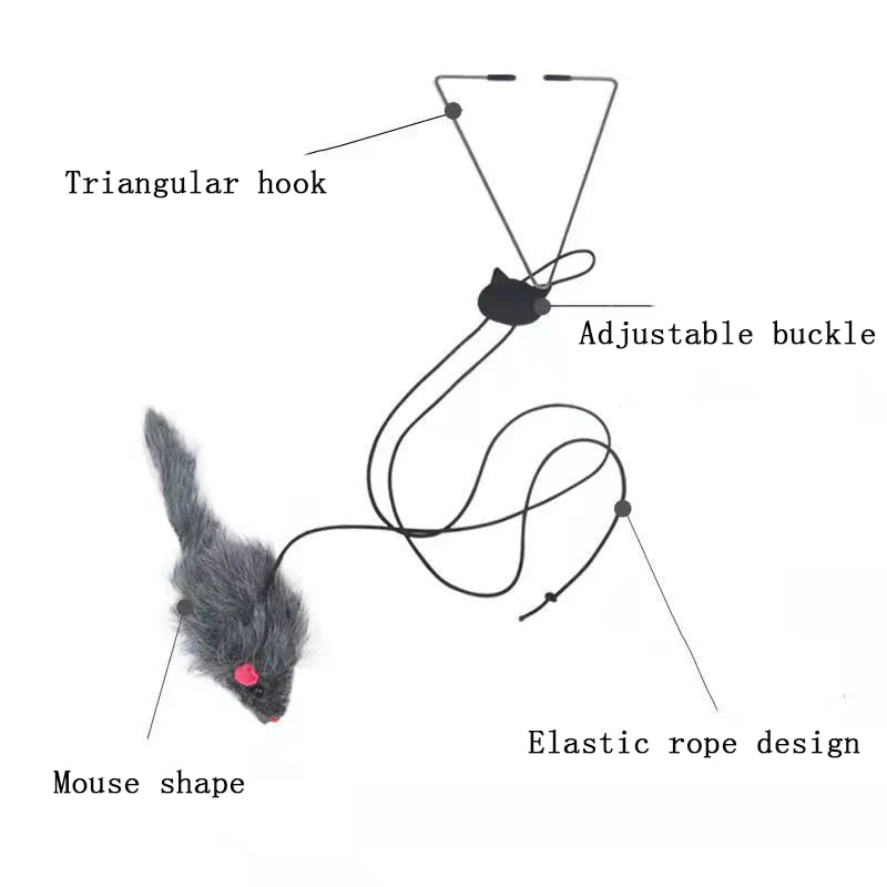 Cat Door Swing Toy: Elastic Mouse for Jumping & Relief
