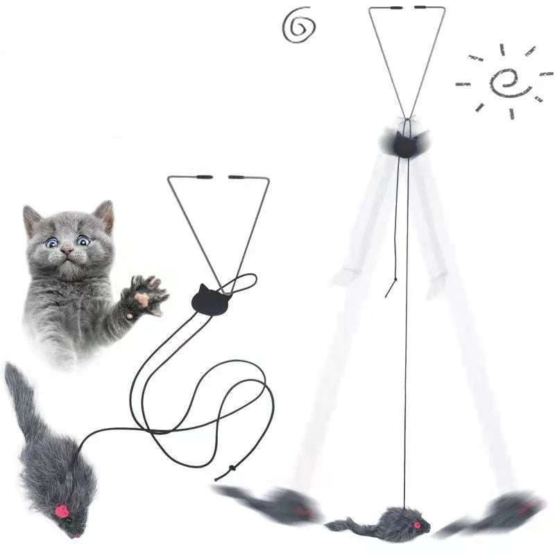 Cat Door Swing Toy: Elastic Mouse for Jumping & Relief
