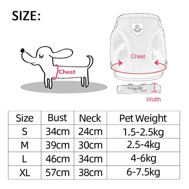 Comfortable Mesh Harness: Adjustable Vest for Cats, Dogs & Walks